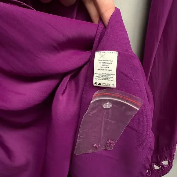 Ramy Brook Eyelet Molly Purple Flare-Sleeve Dress XXS - Picture 5 of 6